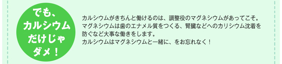 カルシウムにはマグネシウムが必要